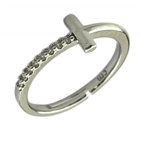 انگشتر زنانه طرح تی با نگین