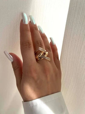 انگشتر زنانه با طرح جواهری و روکش طلایی ژوپینگ