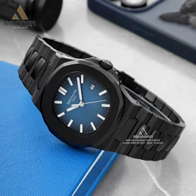 پتک ناتیلوس صفحه مشکی و آبی Patek Philippe Nautilus Black Venom 2