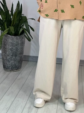 شلوار لینن نیم بگ