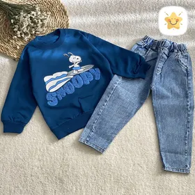 بلوز شلوار پسرانه جین snoopy کیفیت عالی