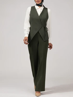 وست زنانه پارچه دیپلمات یقه چپ و راستی آستر دار 70100