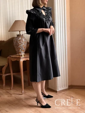 پیراهن کلوش ساتن پردار