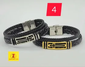 دستبند چرم و استیل مردانه