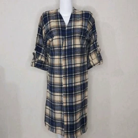 مانتک پاییزه اسپرت چهارخونه پشمی