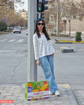 شومیز سفید طرح پروانه