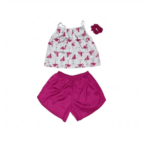 ست تاپ و شلوارک طرح فلامینگو 077