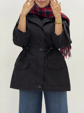 4021-بارانی کلاهدار مانیا (ایراددار)