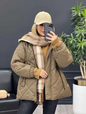 کاپشن لوزی دوزی بغل سه دکمه