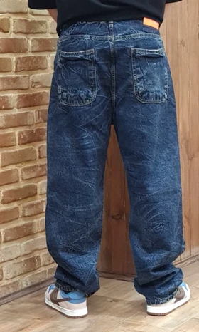 شلوار جین بگ ترک زاپ‌دار سورمه ای