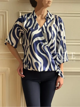 شومیز ساتن سیلک آستین عروسکی