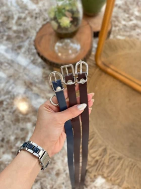 کمربند سورمه ای و قهوه ای