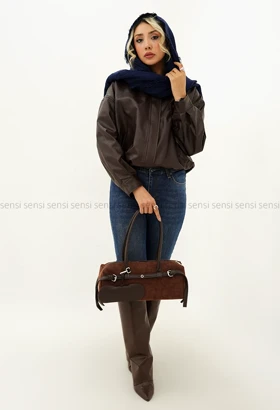 بامبر جلو زیپ چرم کد1004936