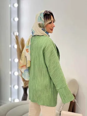 مانتو دو دکمه آستین برش‌دار