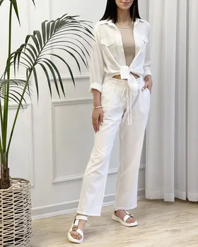 شلوار لینن تک‌رنگی