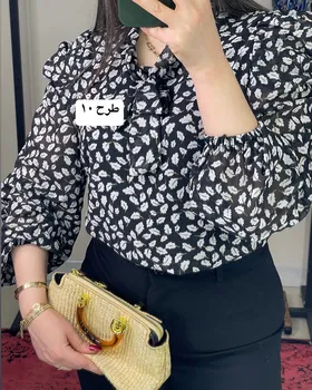 شومیز آستین پفی طرح‌دار