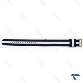 بند برزنتی دنیل ولینگتون مردانه سرمه ای سفید سگک رزگلد DW-Strap-8580-G