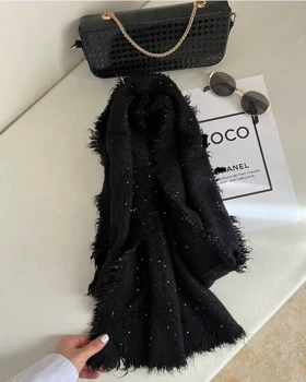 شال مشکی بوکله پولکی کد 400