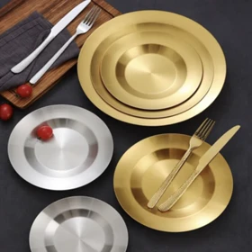 بشقاب پاستا خوری استیل طلایی