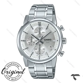 ساعت کاسیو مردانه کورنوگراف MTP-E510D-7AV تمام سیلور Casio-10385-G