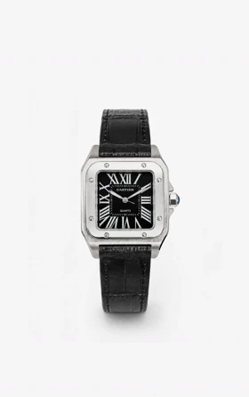 ساعت کارتیر سانتوس صد مردانه مشکی صفحه مشکی Cartier Santos 100 black