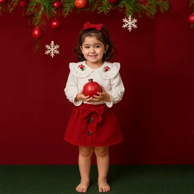 بلوزدامن دخترانه شومیز سفید با دامن قرمز