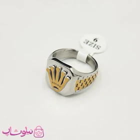 انگشتر مردانه استیل طرح رولکس رنگ طلایی نقره ای کیفیت مستر کد 750