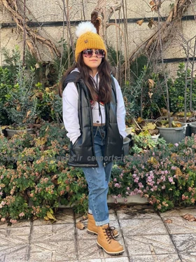 پافر چرم دخترانه بچه گانه