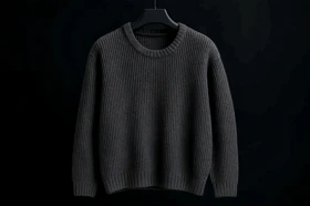 پلیور بافتنی لش باکسی یقه گرد ذغالی سیر شیک فری سایز لش