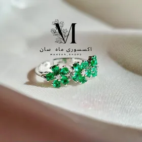 انگشتر دخترانه طرح گل Enchanting با نگین سبز هدیه ولنتاینی