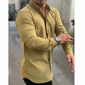 پیراهن ساده مردانه رنگ نسکافه ای