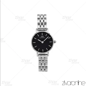 ساعت دنیل ولینگتون زنانه گرد نقره ای صفحه مشکی خطی اسمال 106003