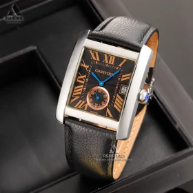 ساعت کارتیه بند چرمی Cartier Tank SK20 (مشکی)