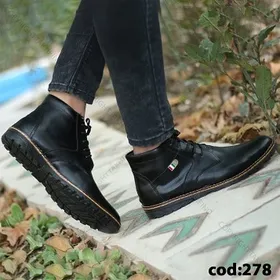 بوت چرم مشکی آرم ایتالیا مردانه