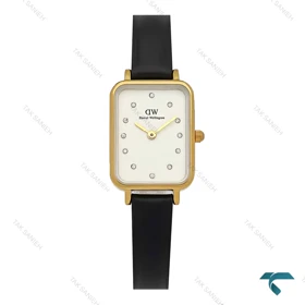 ساعت زنانه دنیل ولینگتون مستطیلی بندچرم طلایی صفحه سفید DW-8026-L
