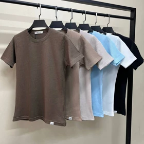 تیشرت زنانه پنبه کبریتی یقه گرد قد 60