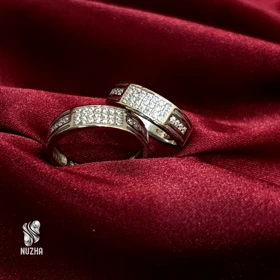 حلقه ست نقره زنانه ومردانه کدhsn1073