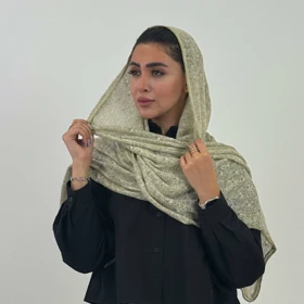 شال قلاب بافی دورگان (سبزپاستلی)