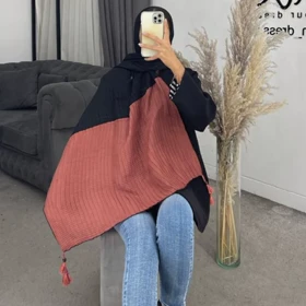 شال طرح پلیسه دورنگ