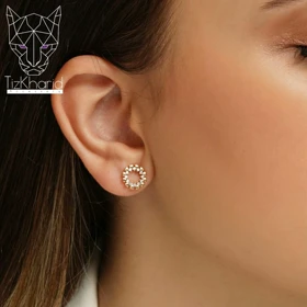 گوشواره دایره نگین‌دار ژوپینگ