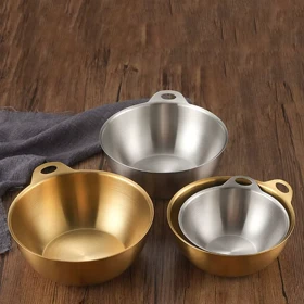 کاسه استیل تک دسته گرد و گود سیلور