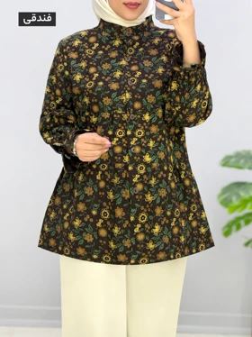 شومیز عروسکی لینن شادگل کد 20145507 (فندقی)
