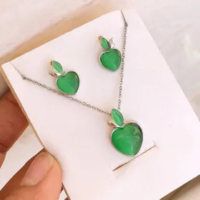 نیم ست استیل زنانه با سنگ اوپال 195220280