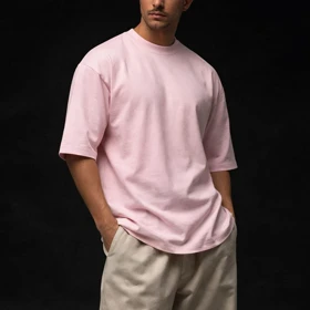 تیشرت بیسیک لش رنگ جسورانه صورتی پارچه ماکان نماد اعتماد به نفس مردانه