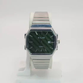 ساعت مچی مردانه والار Walar بند کرکره ای با قفل ریلی (نقره ای صفحه سبز)