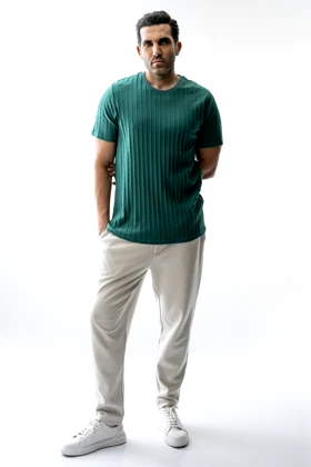 تیشرت بیسیک ژاکارد جناقی مردانه