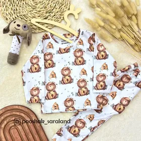 بلوز شلوار راحتی نوزاد طرح خرس و زنبور