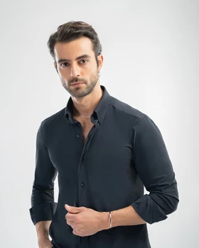 ام کی کالکشن پیراهن آستین بلند mk-23577-navy-blue