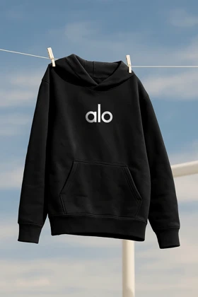 هودی مشکی اسپرت طرح نوشته alo- فواصل
