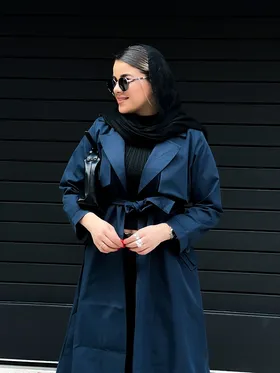 بارانی بلند دوشنل سورمه ای 010101
